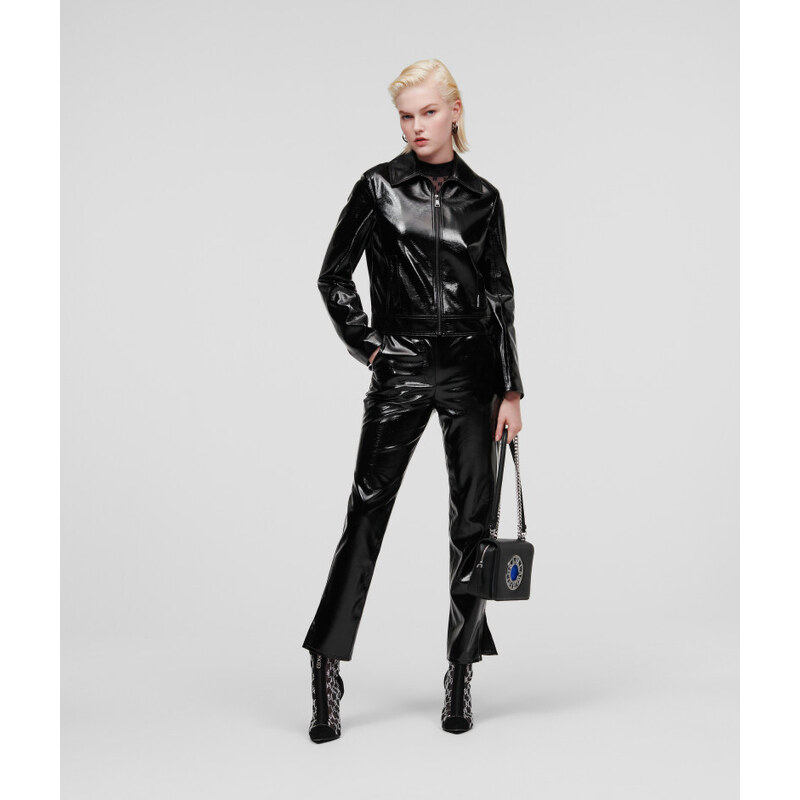 NADRÁG KARL LAGERFELD FAUX PATENT LEATHER PANTS