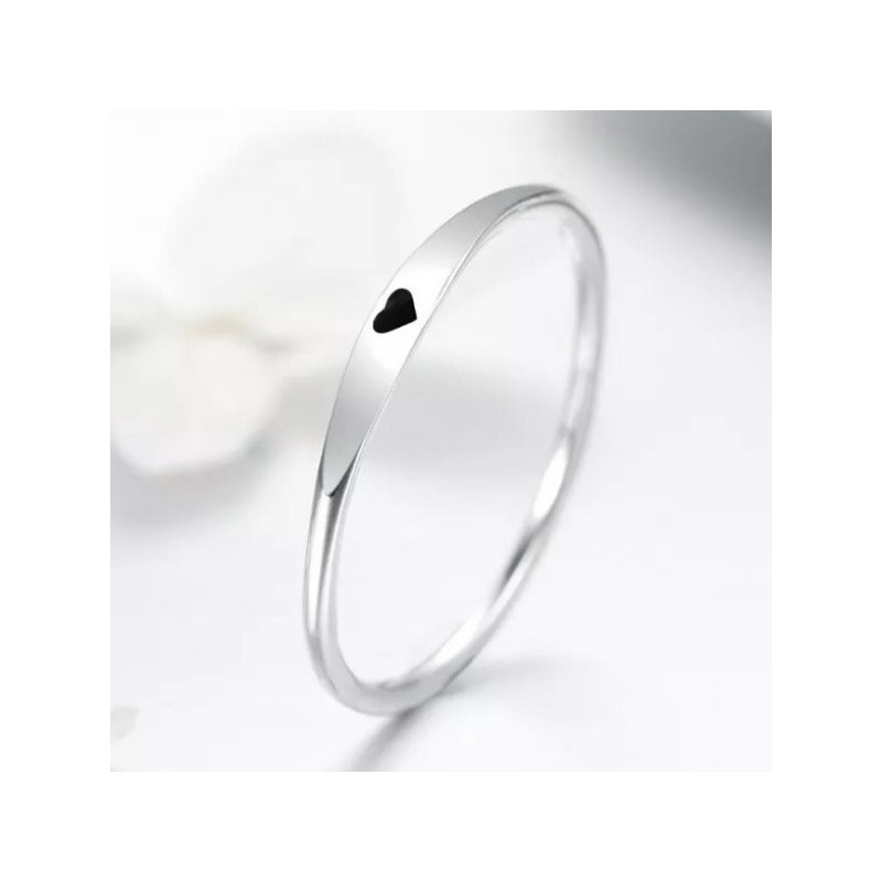 Ékszerkirály Ezüst gyűrű fekete szívvel, 6-os méret