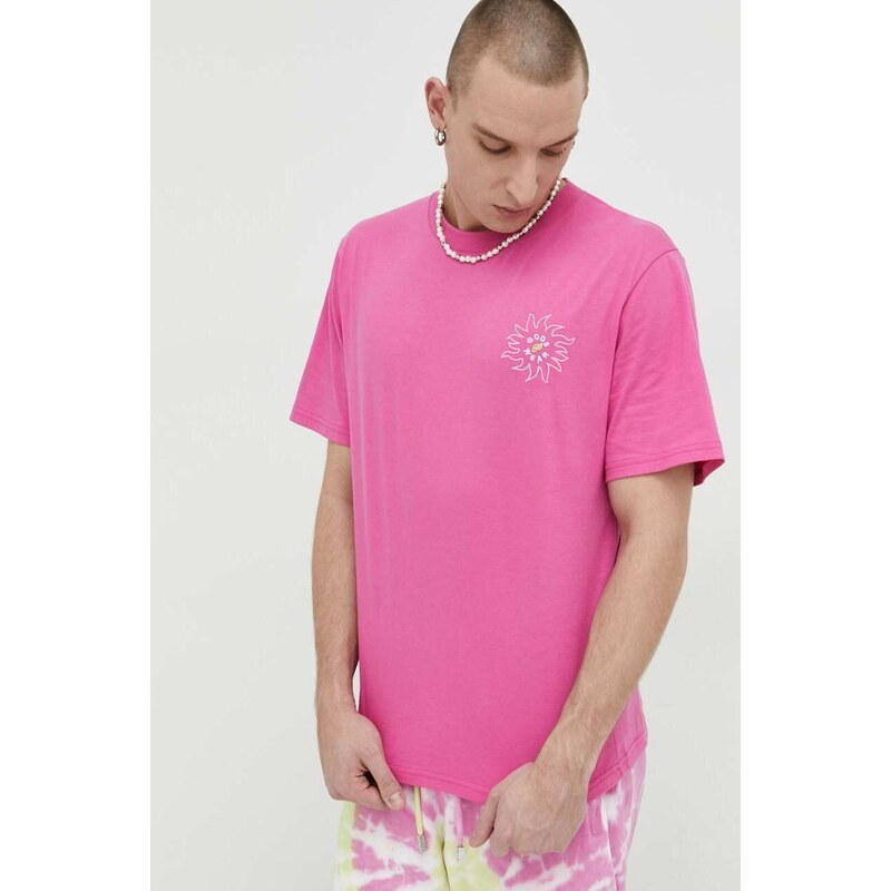 GCDS pamut póló rózsaszín, mintás