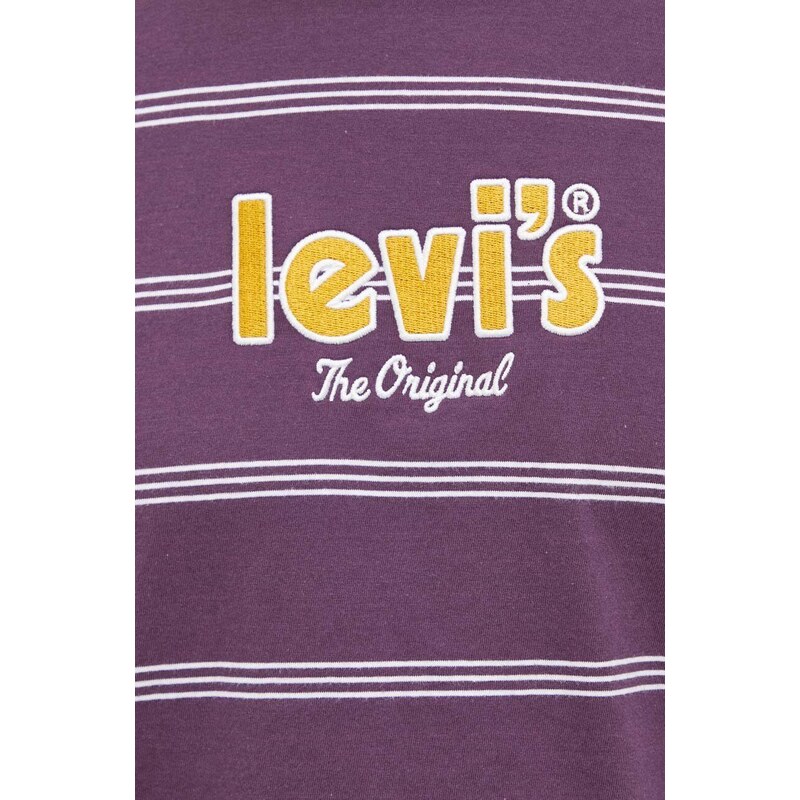 Levi's pamut póló lila, mintás