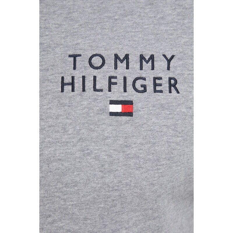 Tommy Hilfiger kapucnis pulcsi otthoni viseletre szürke, nyomott mintás, kapucnis