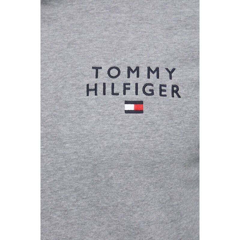 Tommy Hilfiger kapucnis pulcsi otthoni viseletre szürke, mintás