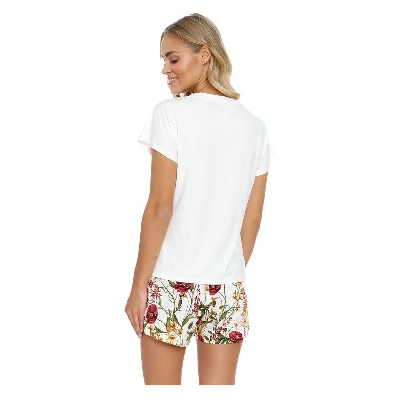 DN Nightwear Naturalia női pizsama, fehér, virágos