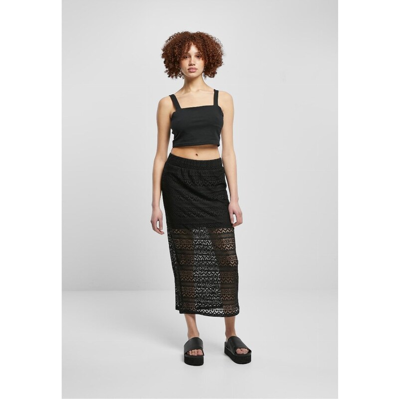 Urban Classics / Ladies Stretch Crochet Lace Midi Skirt black