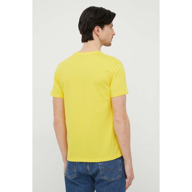 Alpha Industries pamut póló sárga, nyomott mintás