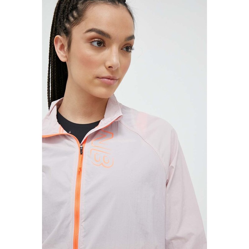 New Balance kabát futáshoz Printed Impact Run Light Pack rózsaszín, átmeneti, oversize