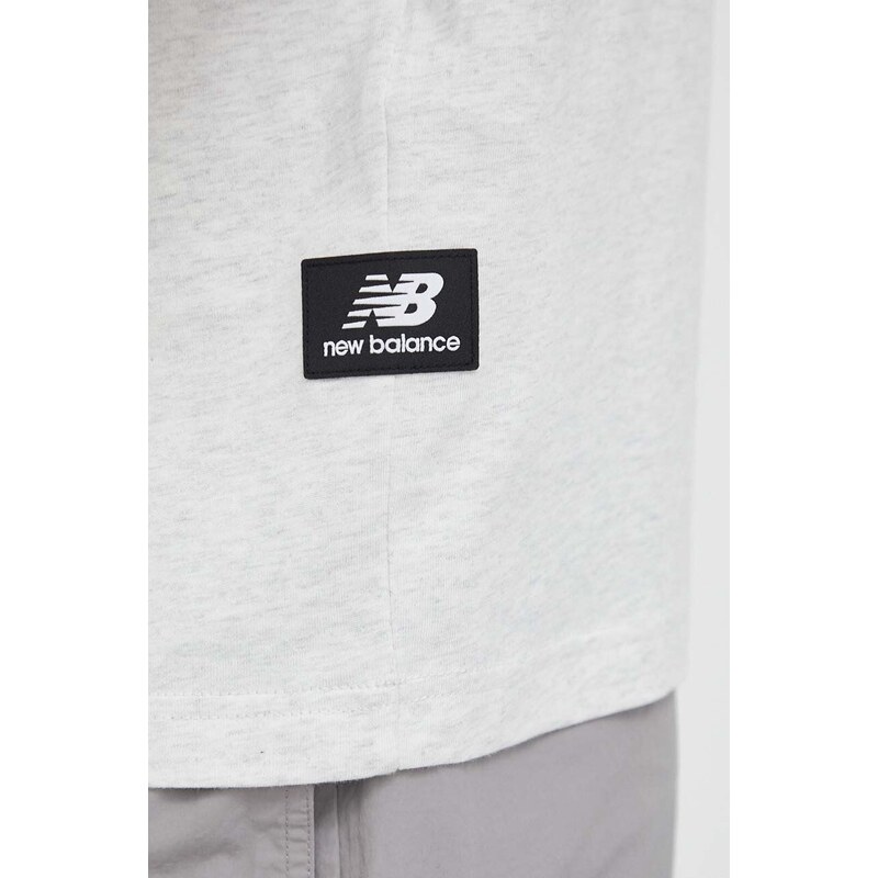 New Balance pamut póló UT31551SAH szürke, nyomott mintás