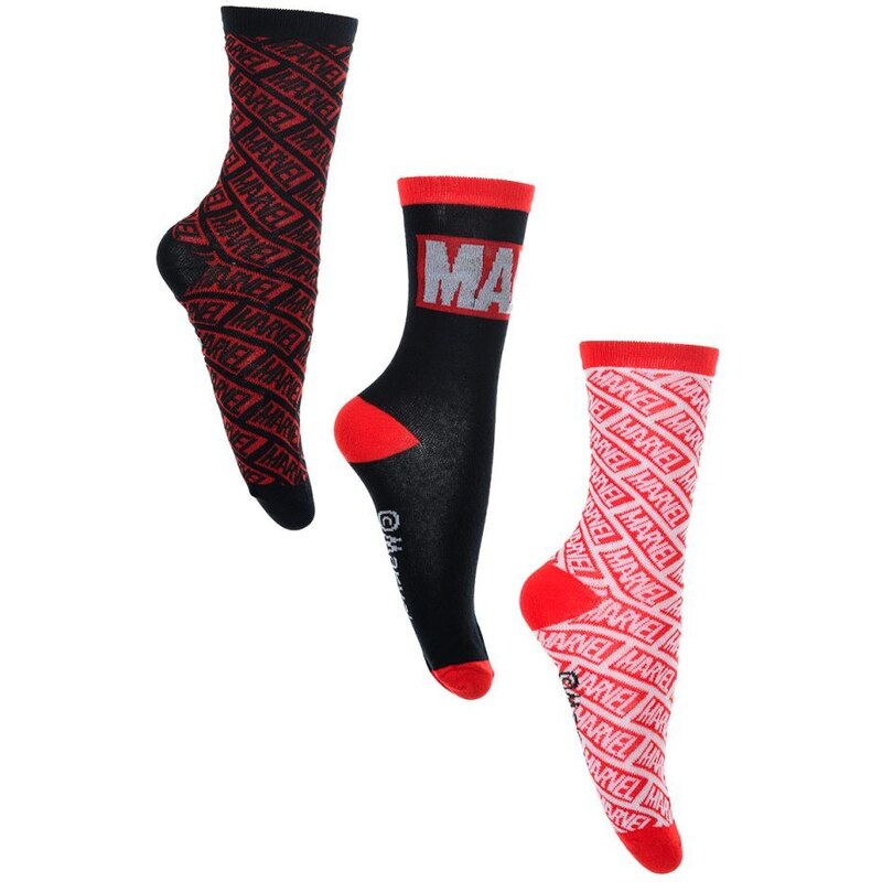 Marvel férfi zokni hármas csomag - fekete/piros/fehér