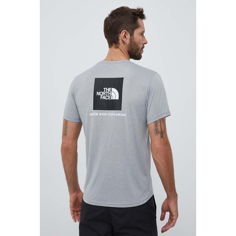 The North Face sportos póló Reaxion szürke, nyomott mintás