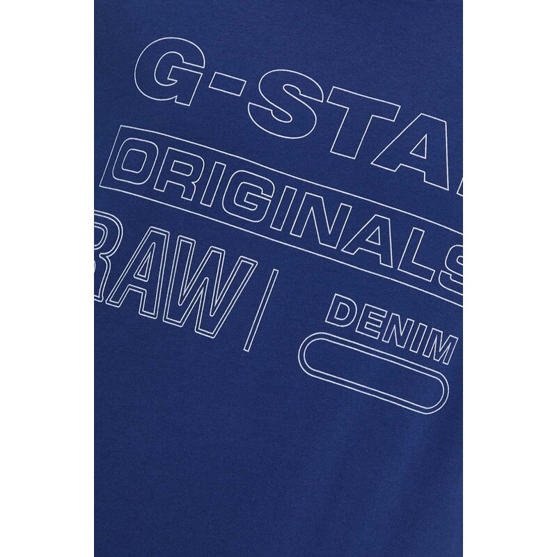 G-Star Raw pamut póló sötétkék, nyomott mintás