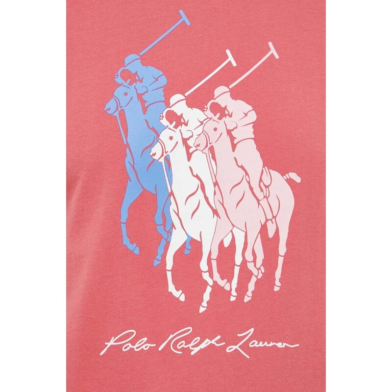 Polo Ralph Lauren pamut póló piros, nyomott mintás