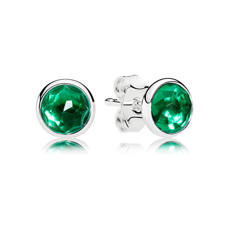 Pandora ékszer Május ezüst fülbevaló zöld kristállya