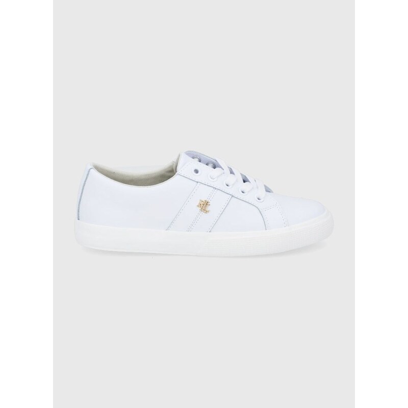 Lauren Ralph Lauren bőr cipő Janson II fehér, lapos talpú, 802830937006, 802922171002