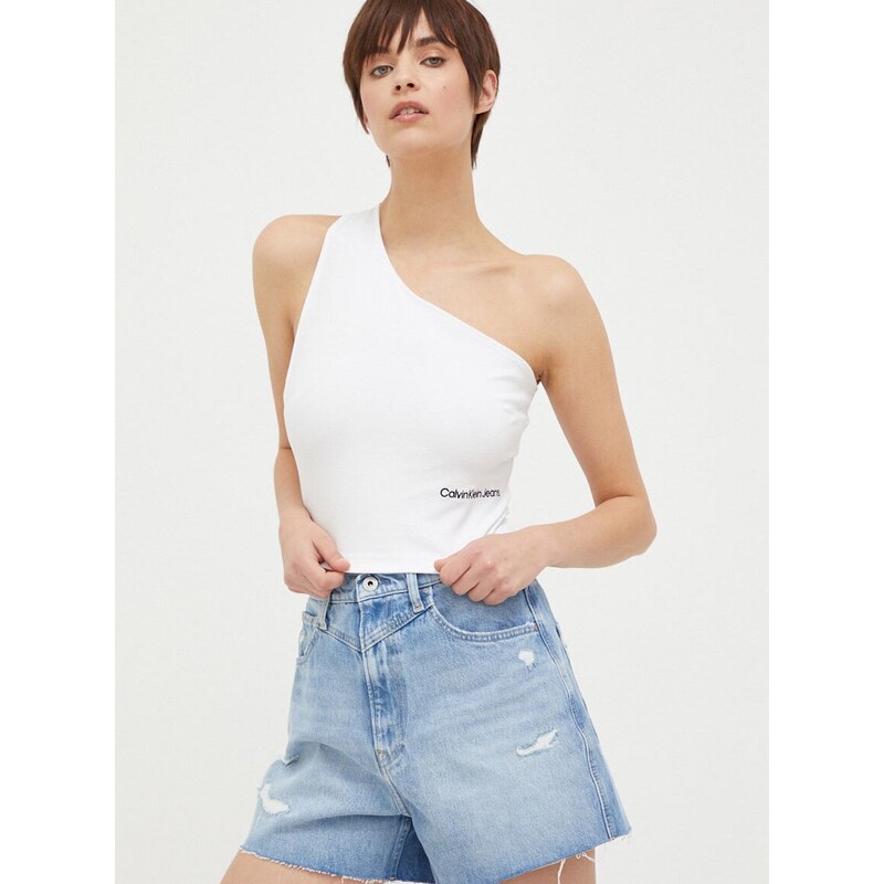 Calvin Klein Jeans top női, nyitott hátú, fehér