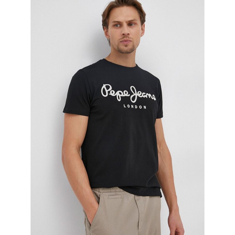 Pepe Jeans t-shirt Original fekete, férfi, nyomott mintás