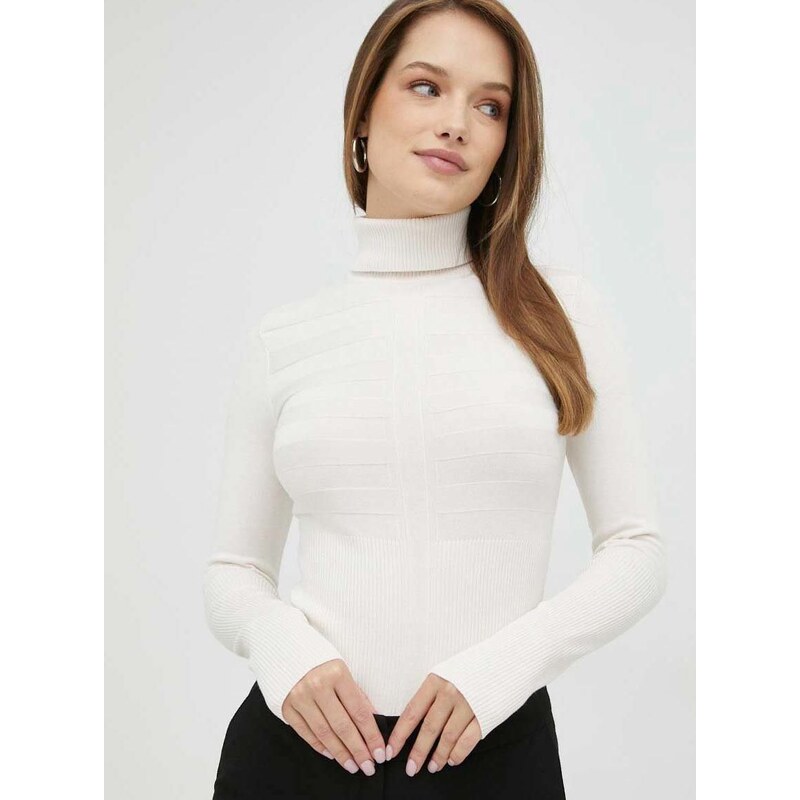 Morgan pulóver könnyű, női, bézs, garbónyakú