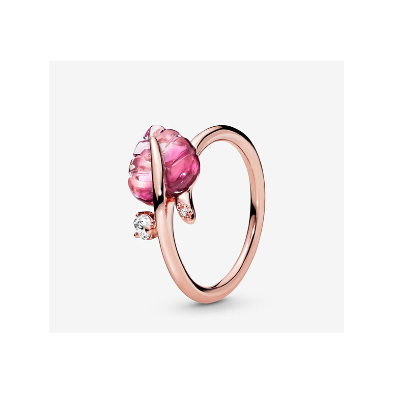 Pandora rózsaszín muránói üveglevél gyűrű