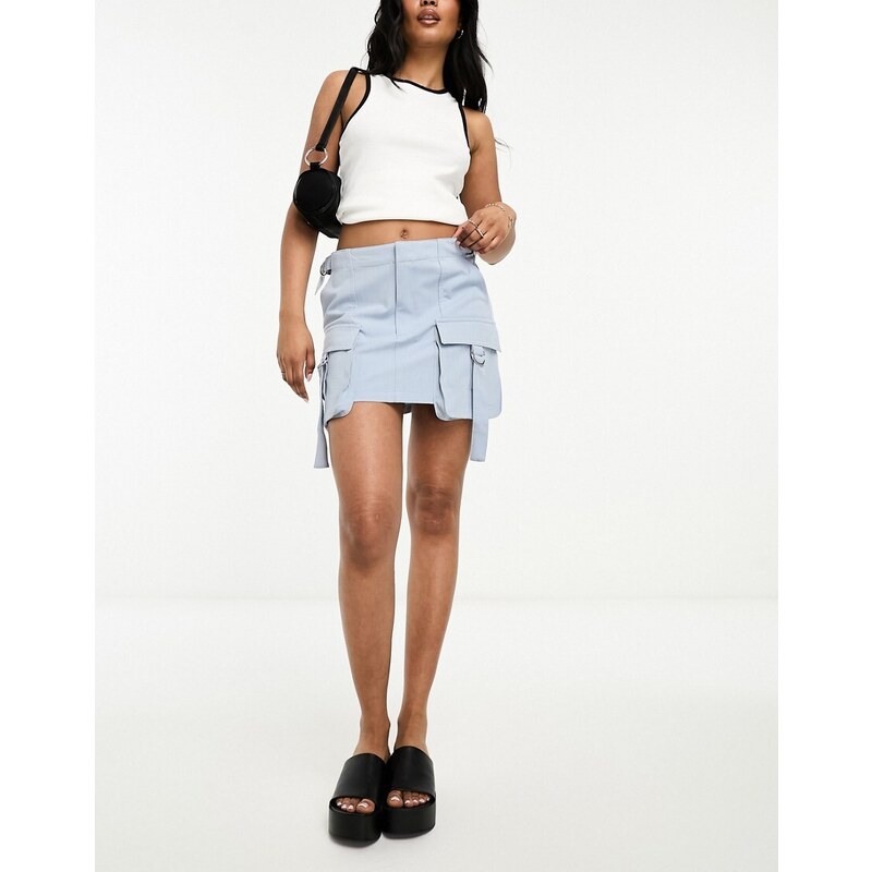 Bershka Cargo Tailored Skort Co Ord In Blue Glamihu