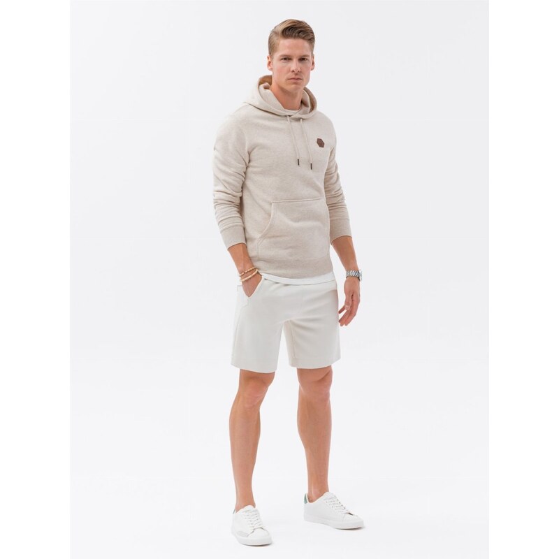 Ombre Clothing Men's kangaroo hoodie - cream V1 OM-SSNZ-0117