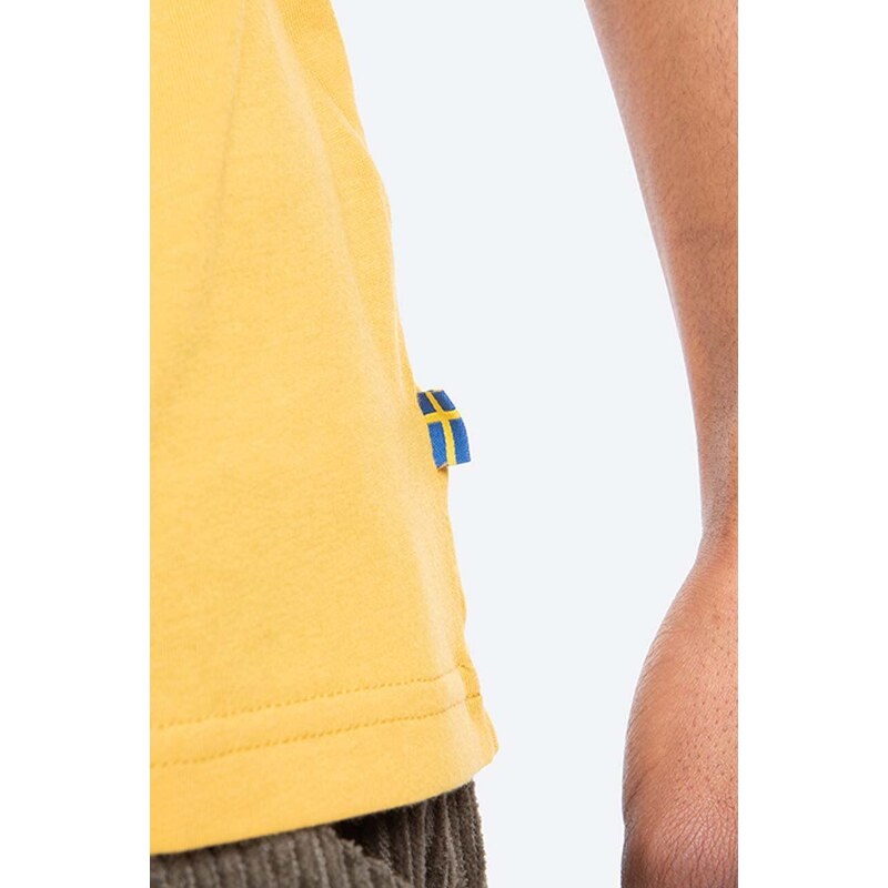 Fjallraven pamut póló Logo sárga, nyomott mintás, F87045