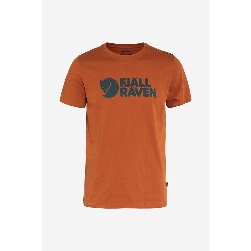 Fjallraven t-shirt narancssárga, nyomott mintás, F87310