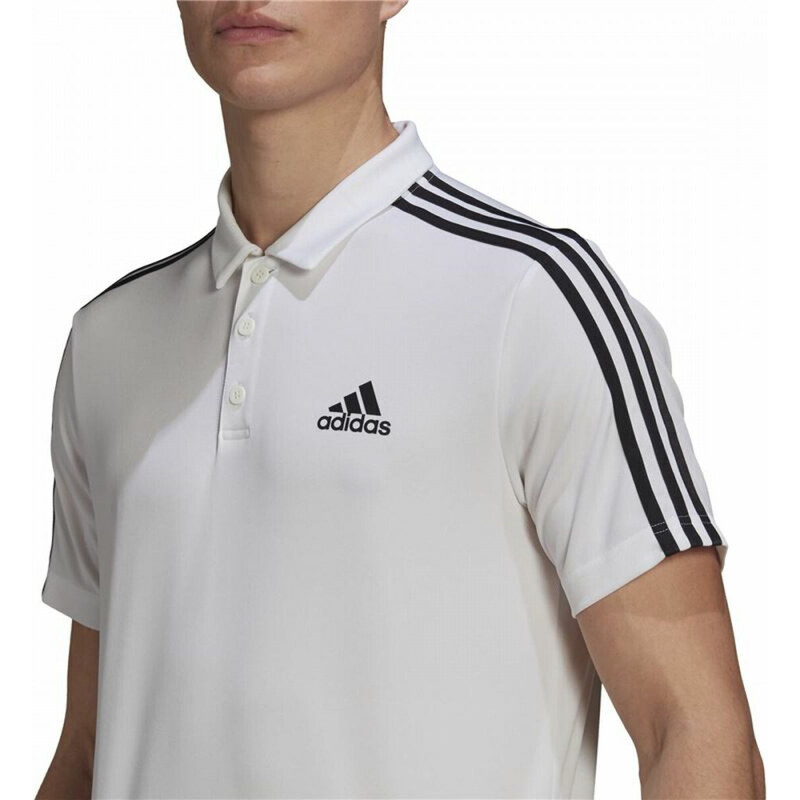 Férfi rövid ujjú póló Adidas Primeblue 3 Stripes Fehér