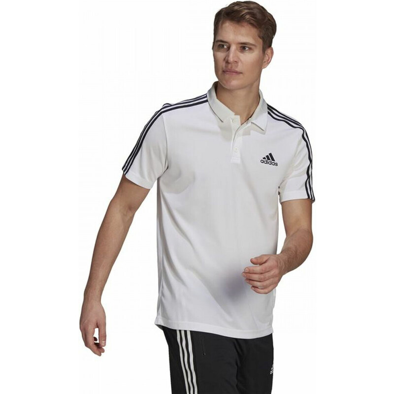Férfi rövid ujjú póló Adidas Primeblue 3 Stripes Fehér