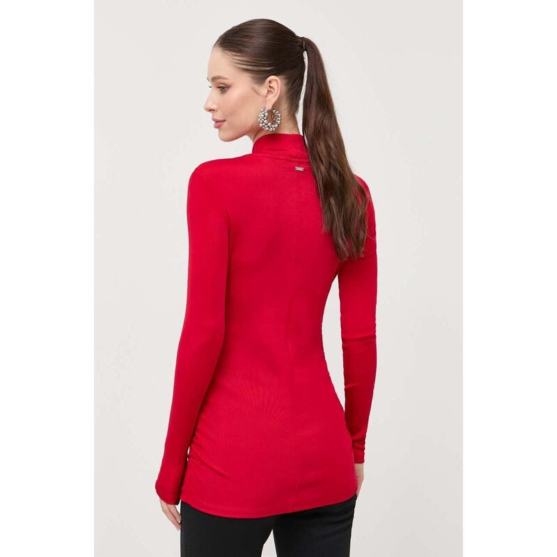 Armani Exchange pulóver könnyű, női, piros, félgarbó nyakú