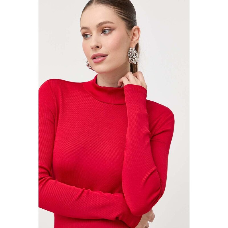 Armani Exchange pulóver könnyű, női, piros, félgarbó nyakú
