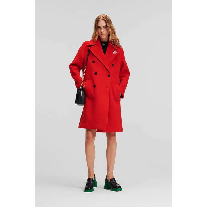 Karl Lagerfeld gyapjúkabát piros, átmeneti