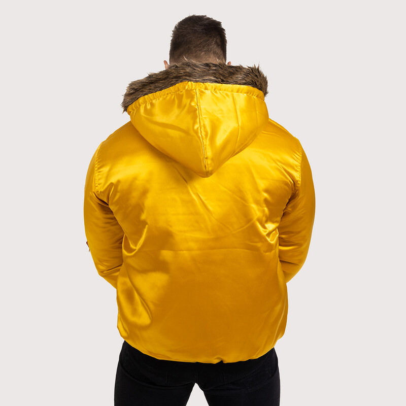 Férfi átmeneti dzseki szőrmés kapucnival Iron Aesthetics, sárga