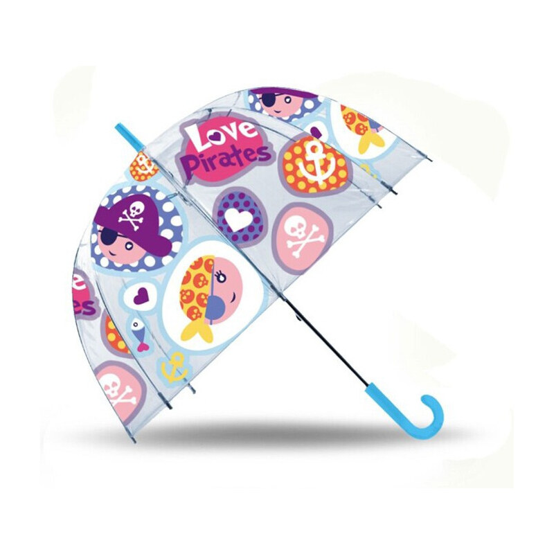 KORREKT WEB Kalóz Love gyerek átlátszó félautomata esernyő Ø70 cm