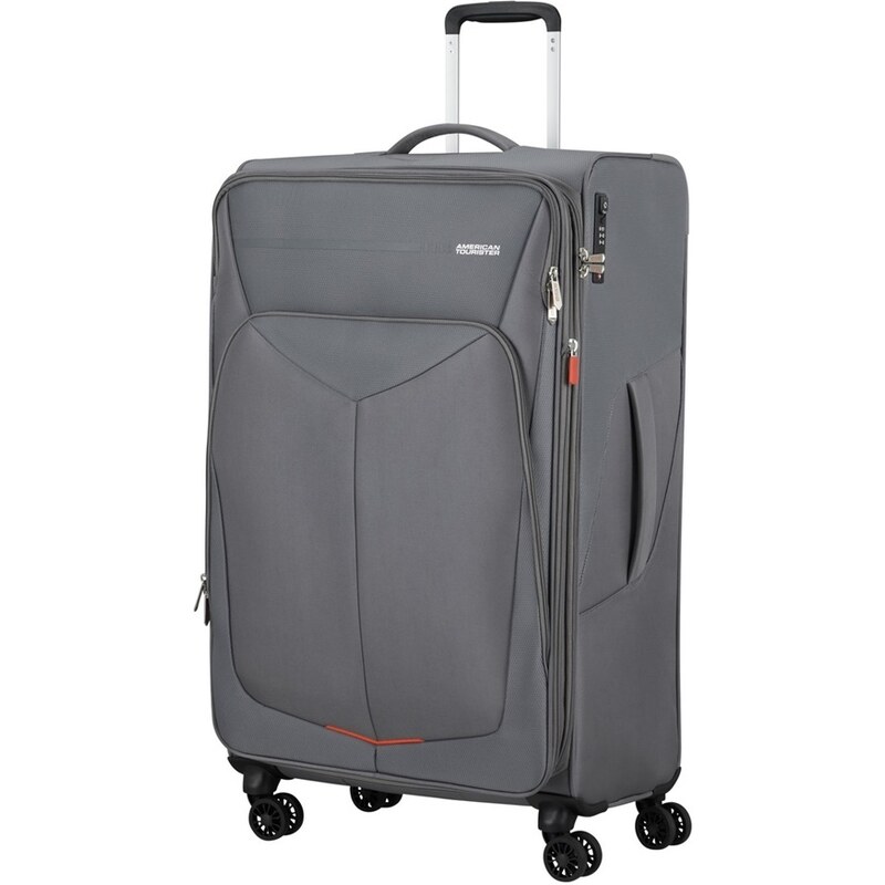 American Tourister SUMMERFUNK titániumszürke négykerekű bővíthető nagy bőrönd 124891-T491