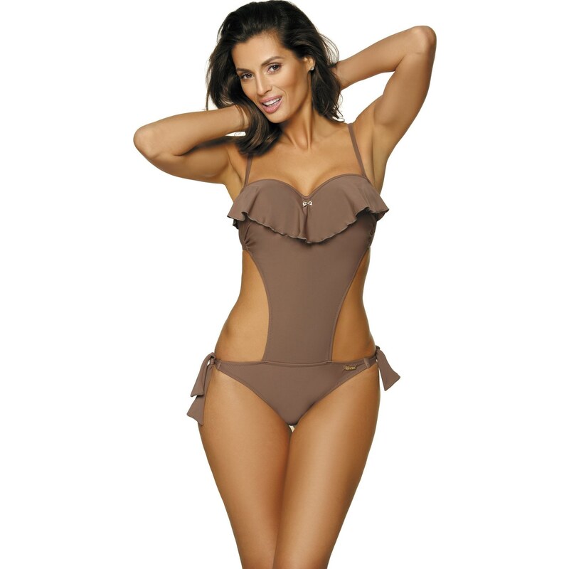 MARKO COLLECTION Barna csomózott fodros monokini Carmen Tripoli M-468 W (9) Wiązany
