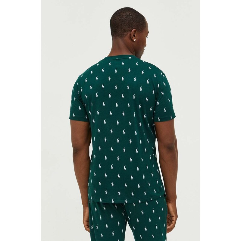 Polo Ralph Lauren pamut pizsama felső zöld, mintás