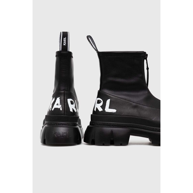Karl Lagerfeld bokacsizma TREKKA MAX KC fekete, női, platformos, KL43560