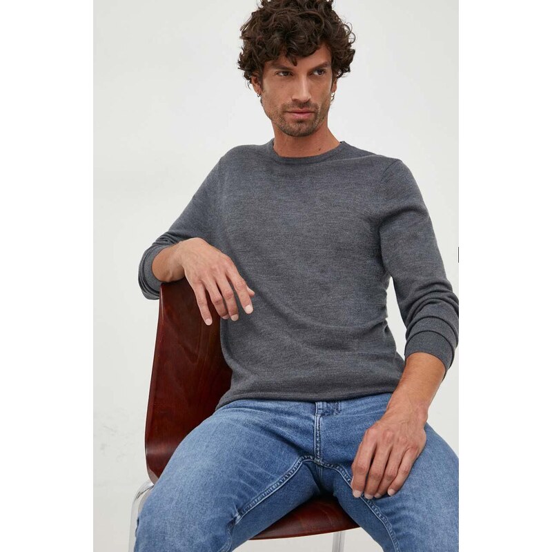 Calvin Klein gyapjú pulóver könnyű, férfi, szürke