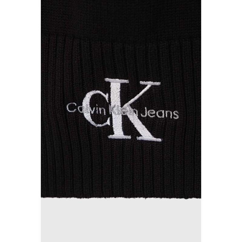 Calvin Klein Jeans pamut sál fekete, sima