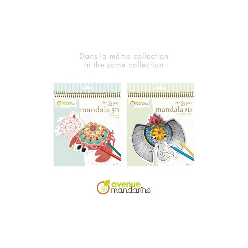 Avenue Mandarine Graffy Pop Mandala Coloring Book - 36 Sheets, 12 Girl Designs, Pre-Cut Pages On 250g Paper