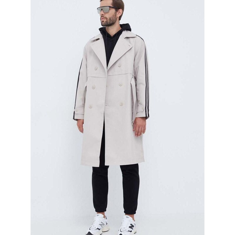adidas Originals kabát férfi, bézs, átmeneti, kétsoros gombolású