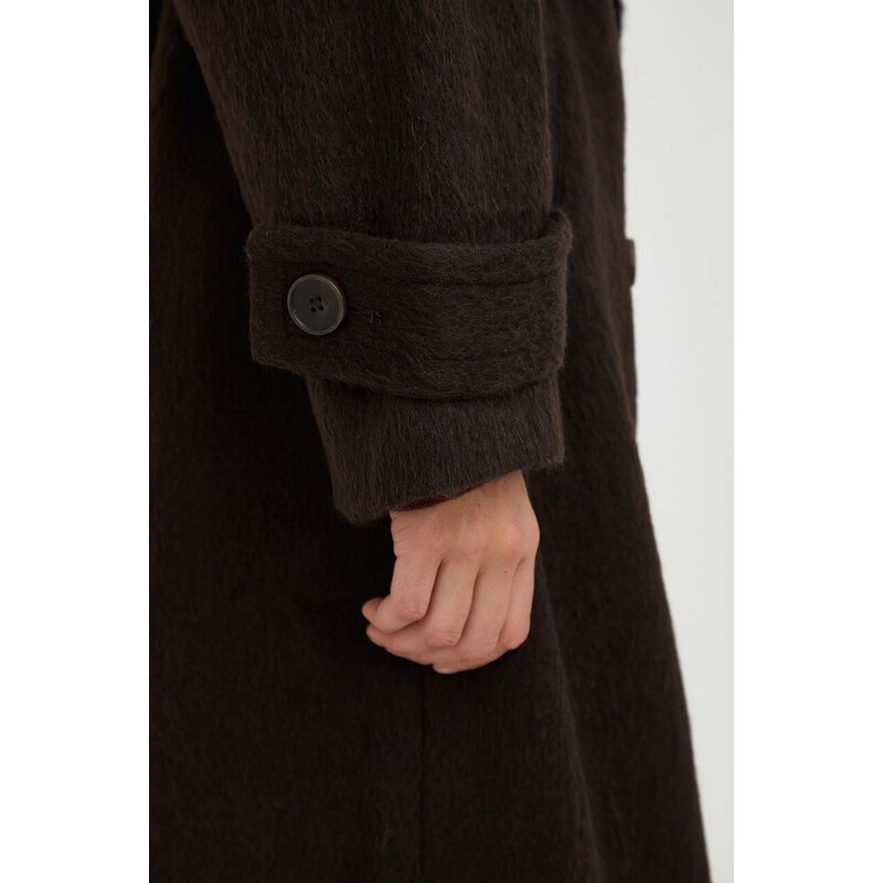 Levi's kabát gyapjú keverékből barna, átmeneti, kétsoros gombolású