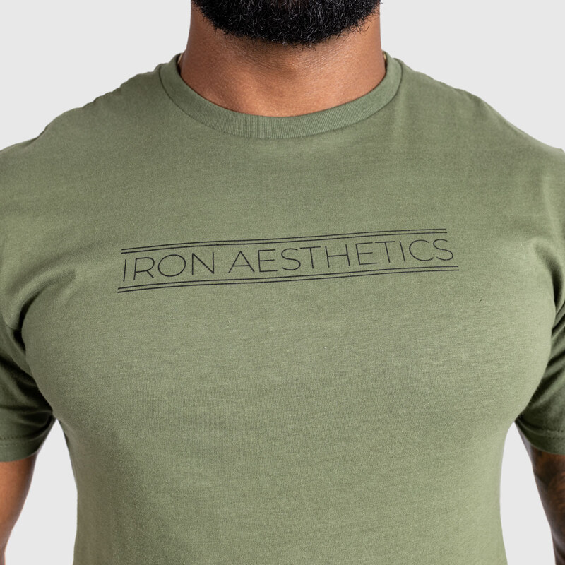 Férfi fitness póló Iron Aesthetics Glam, katonazöld
