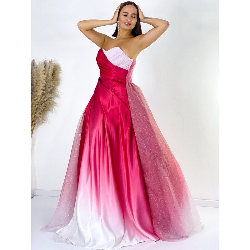 Webmoda Exkluzív hosszú női rózsaszínű alkalmi ruha