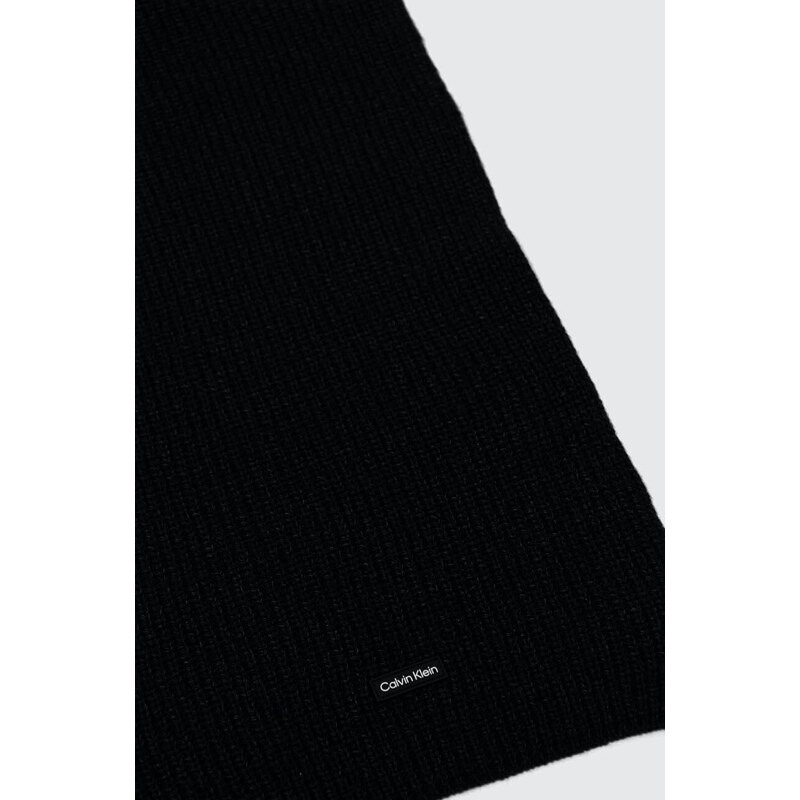 Calvin Klein gyapjú sál fekete, melange