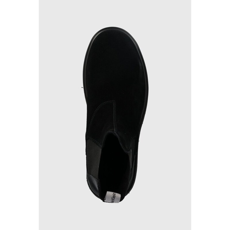 Calvin Klein Jeans magasszárú cipő velúrból EVA MID CHELSEA BOOT SUEDE fekete, férfi, YM0YM00764