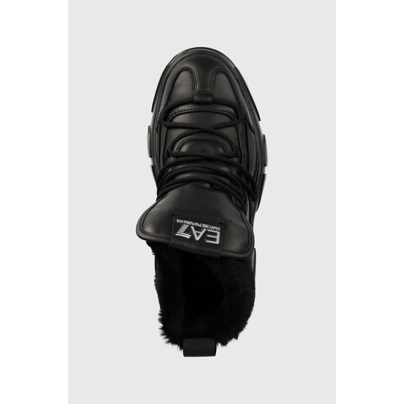 EA7 Emporio Armani bokacsizma fekete, női, enyhén téliesített, platformos, X8M001 XK229 S868