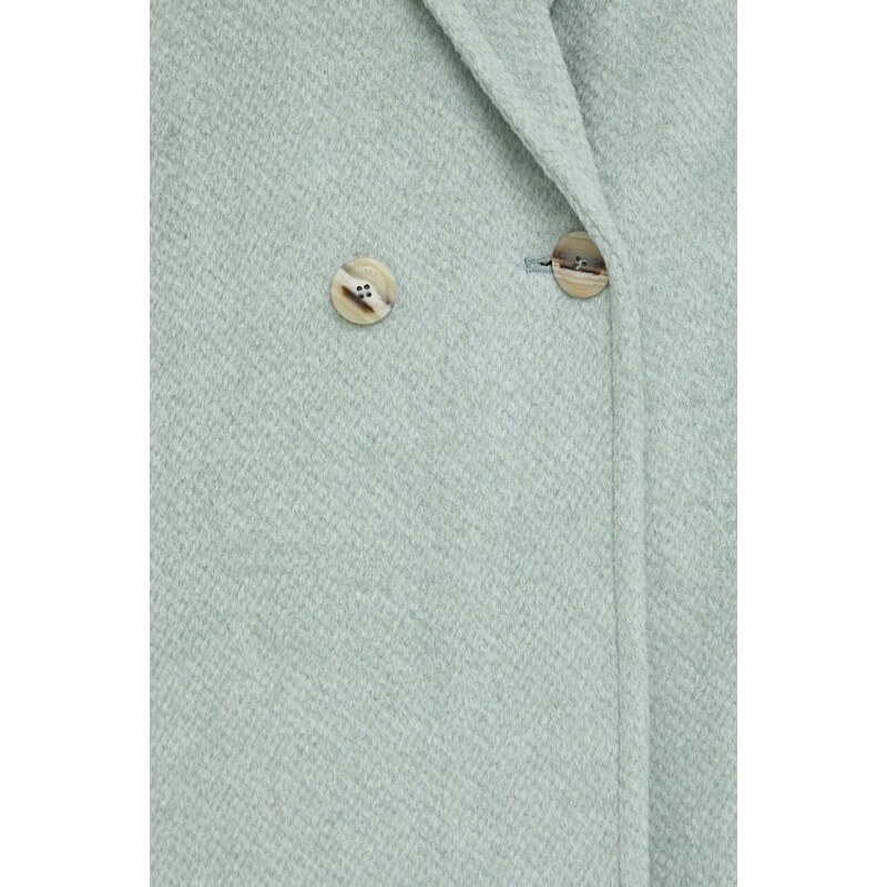 Twinset kabát gyapjú keverékből zöld, átmeneti, kétsoros gombolású