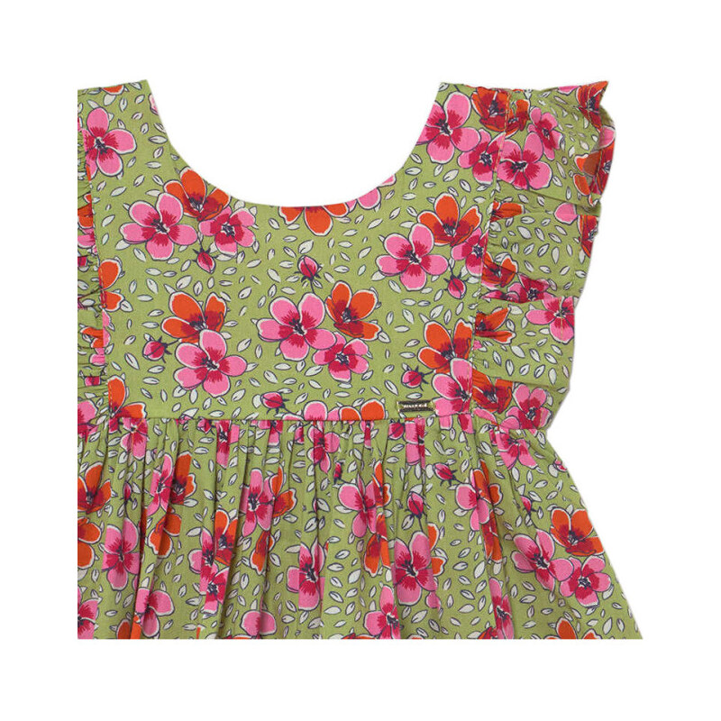 Mayoral zöld, virágmintás lány ruha – 68 cm