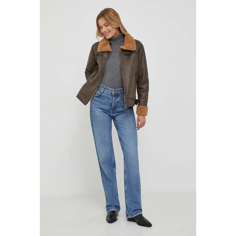 Pepe Jeans rövid kabát női, barna, átmeneti