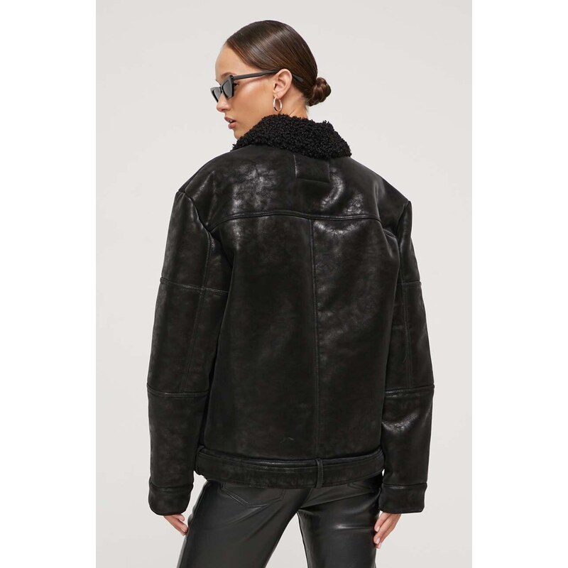 Guess Originals rövid kabát női, fekete, átmeneti, oversize